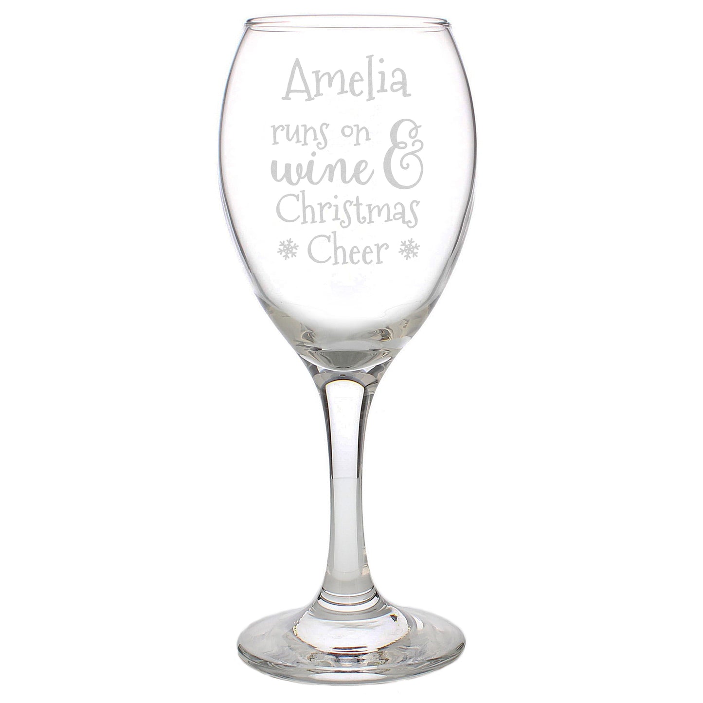 Personalised Runs On Wine & Christmas Cheer Wine Glass