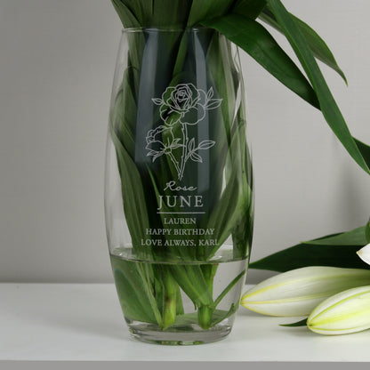 Personalised June Birth Flower Bullet Vase