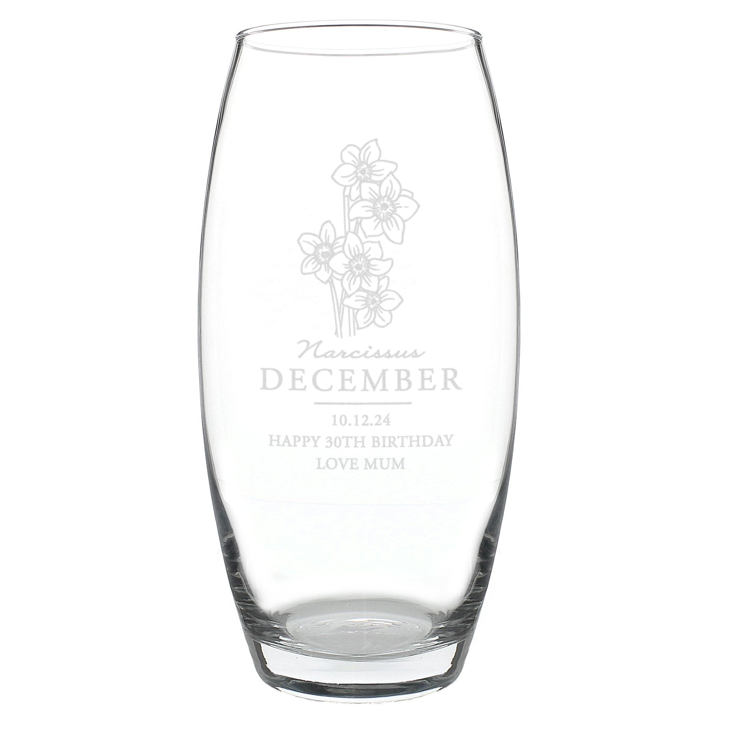 Personalised December Birth Flower Bullet Vase