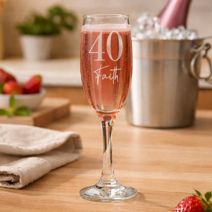Personalised Big Age & Name Flute Glass