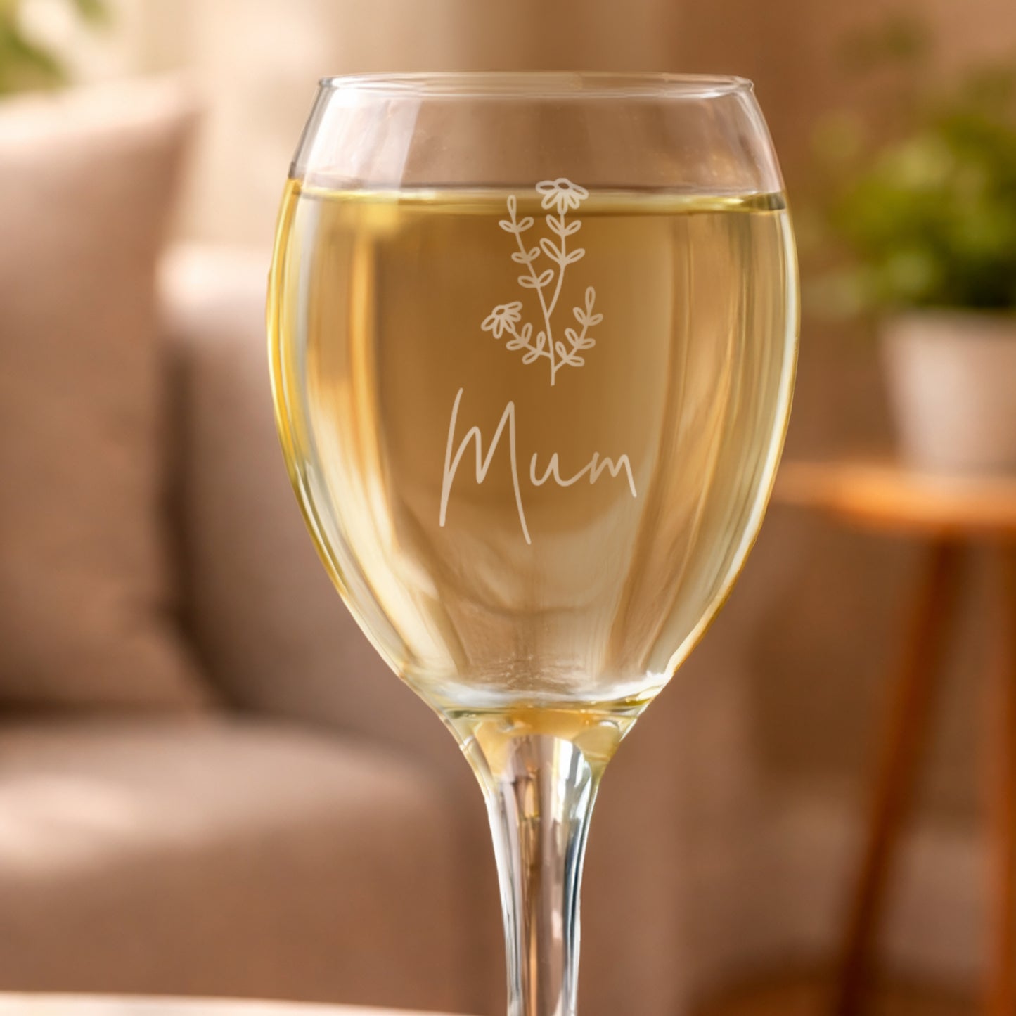 Personalised Flower Motif Wine Glass