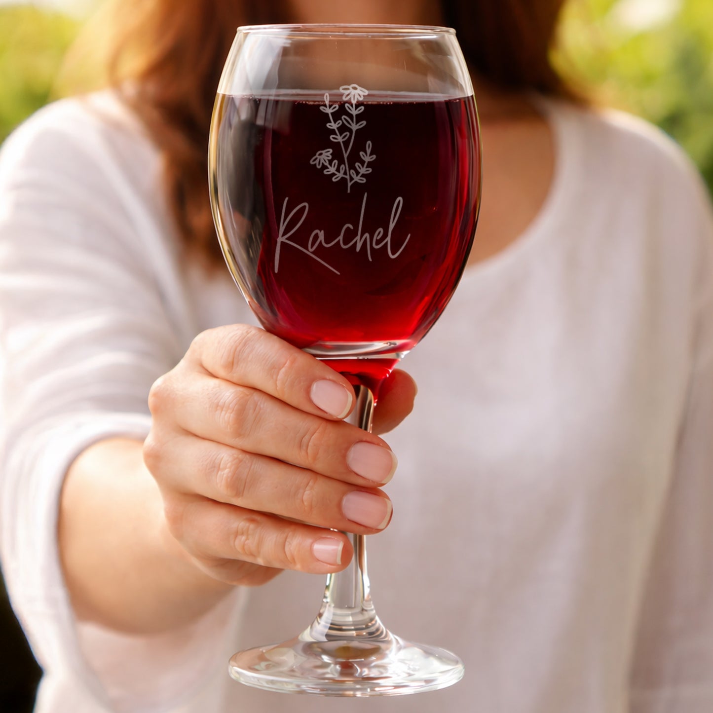 Personalised Flower Motif Wine Glass