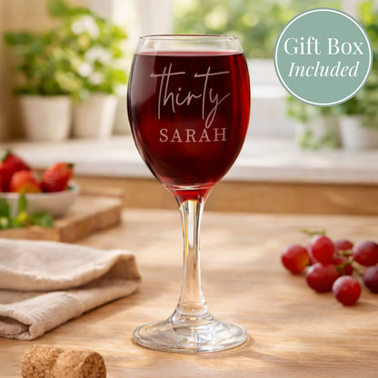 Personalised Age & Name Wine Glass