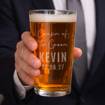 Personalised Wedding Elegant Pint Glass