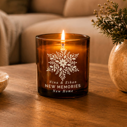 Personalised Snowflake Amber Glass Candle