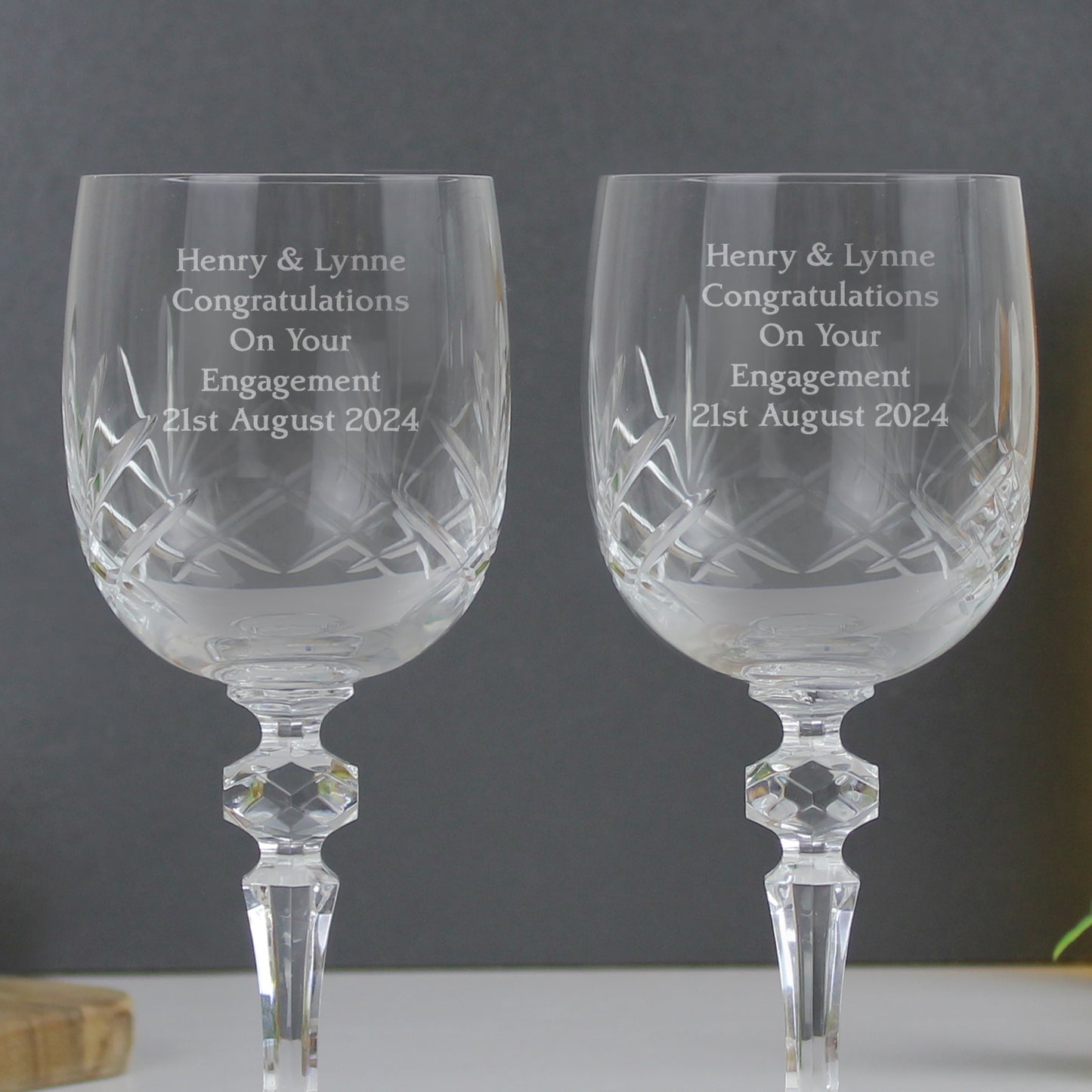 Personalised Pair of Crystal Wine Glasses