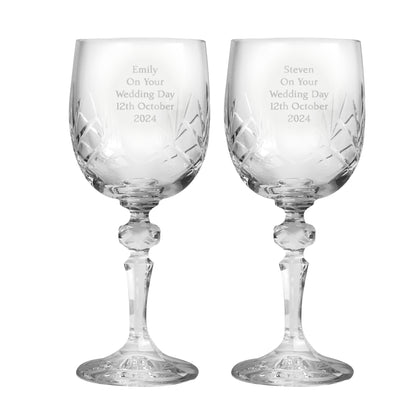 Personalised Pair of Crystal Wine Glasses