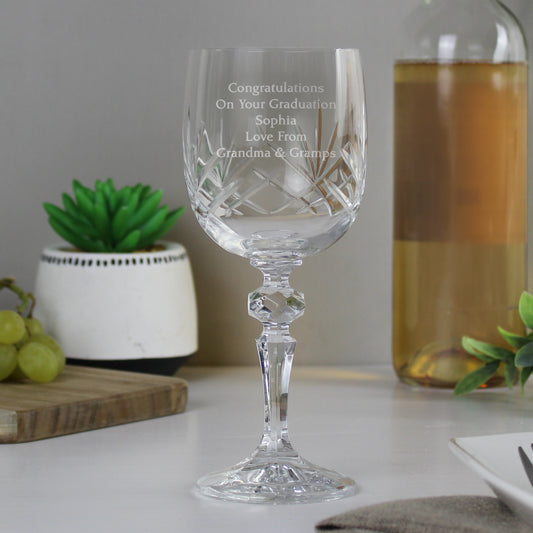 Personalised Cut Crystal Wine Glass