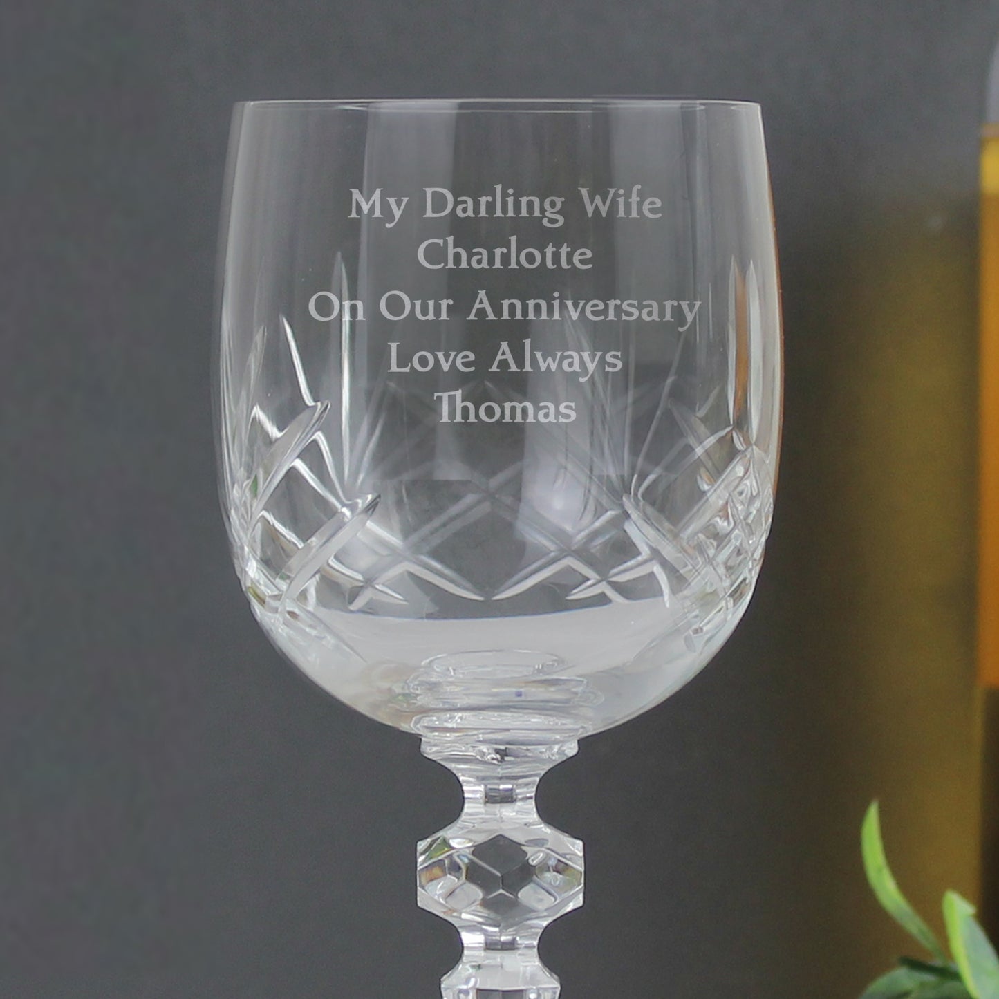 Personalised Cut Crystal Wine Glass