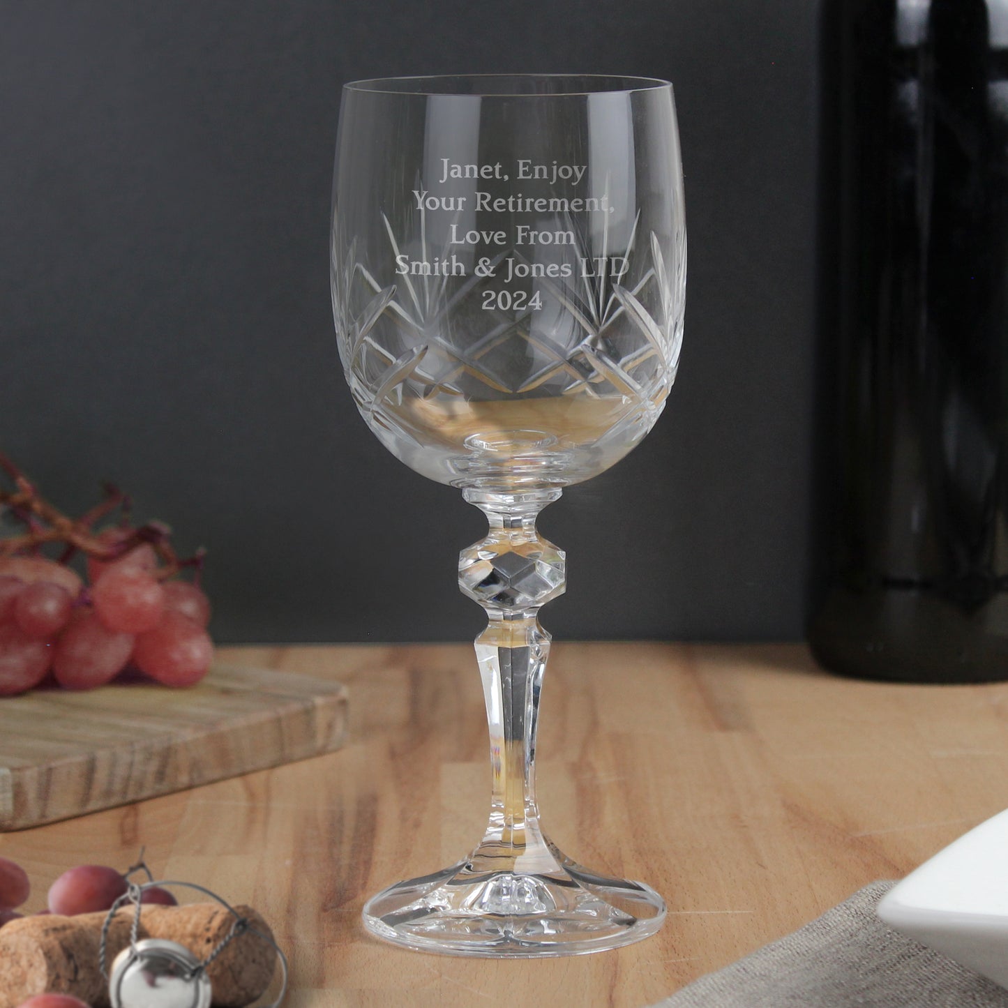 Personalised Cut Crystal Wine Glass