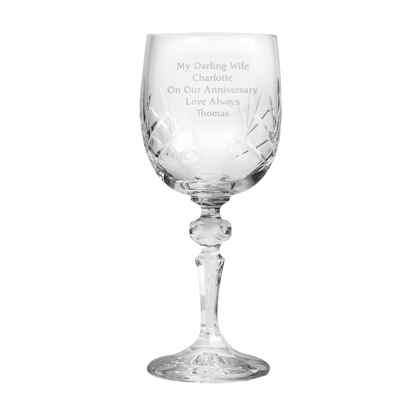 Personalised Cut Crystal Wine Glass