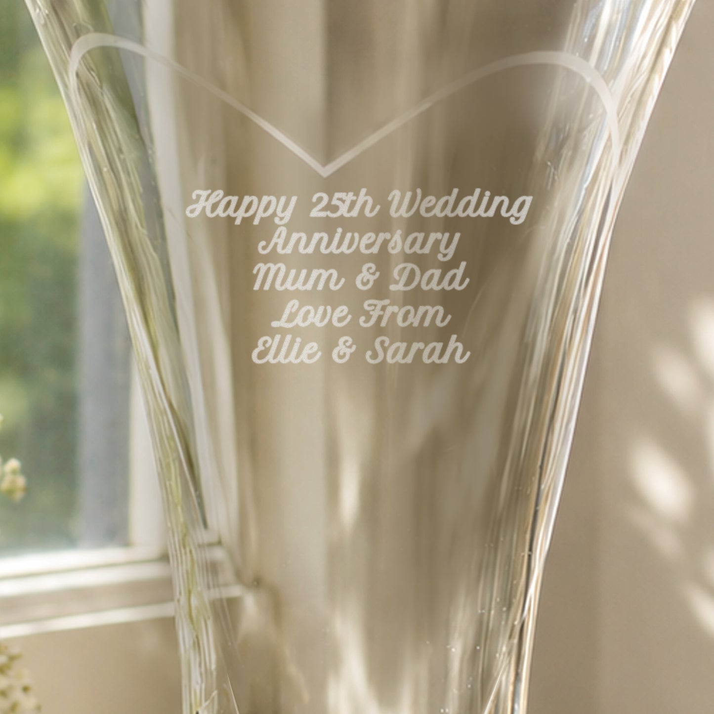 Personalised Large Hand Cut Diamond Effect Heart Vase