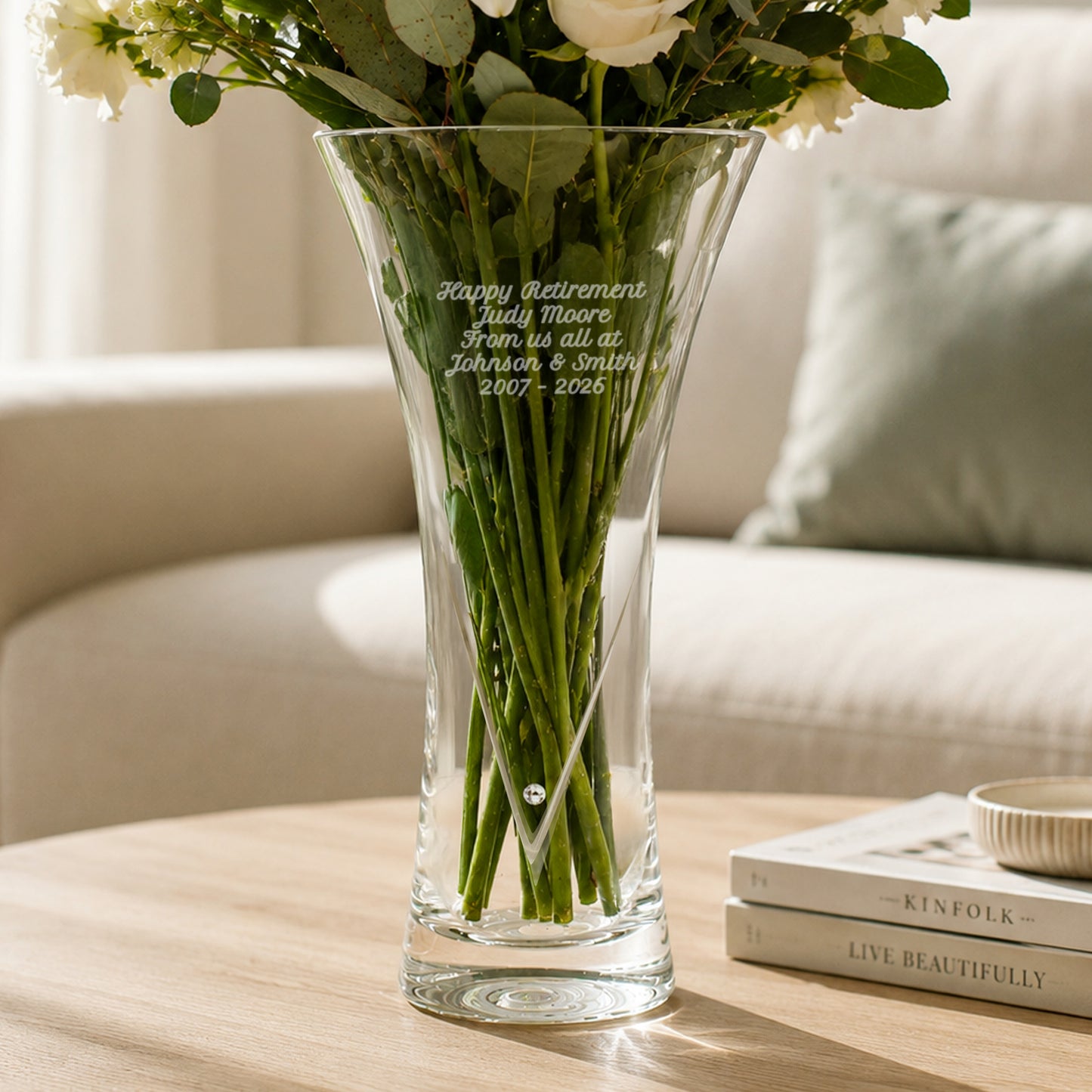Personalised Large Hand Cut Diamond Effect Heart Vase