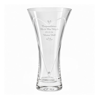 Personalised Large Hand Cut Little Hearts Diamond Effect Vase
