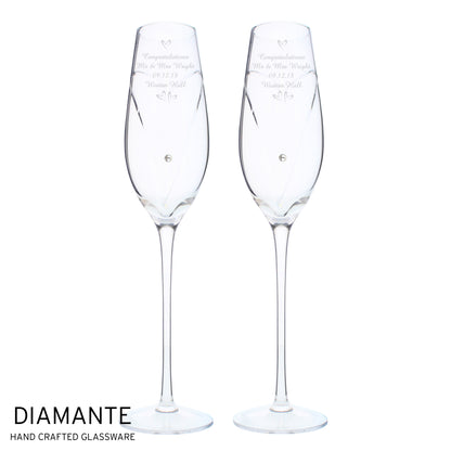 Personalised Hand Cut Little Hearts Pair of Flutes with Gift Box