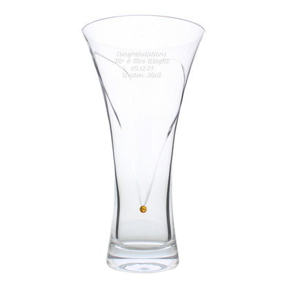 Personalised Large Hand Cut Gold Diamond Effect Heart Vase