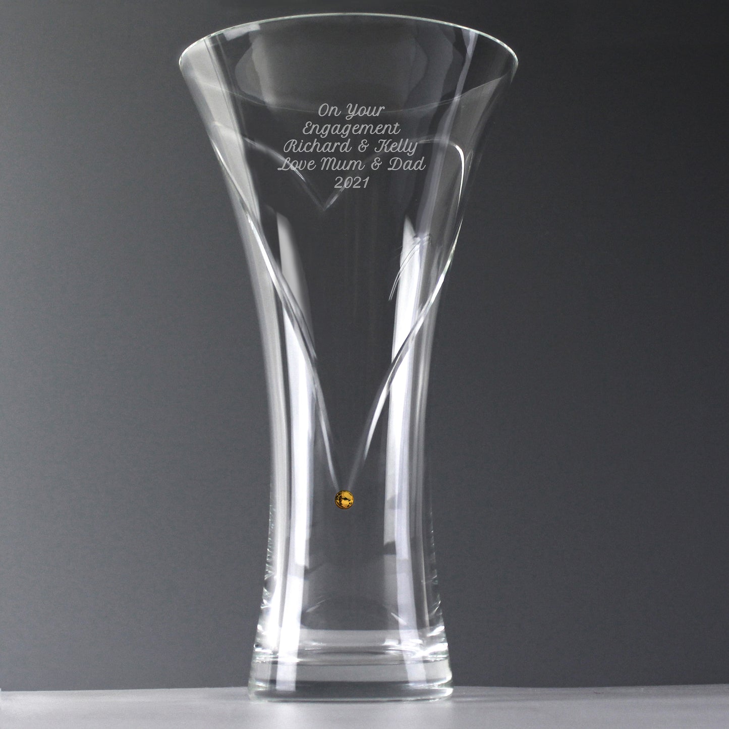 Personalised Large Hand Cut Gold Diamond Effect Heart Vase