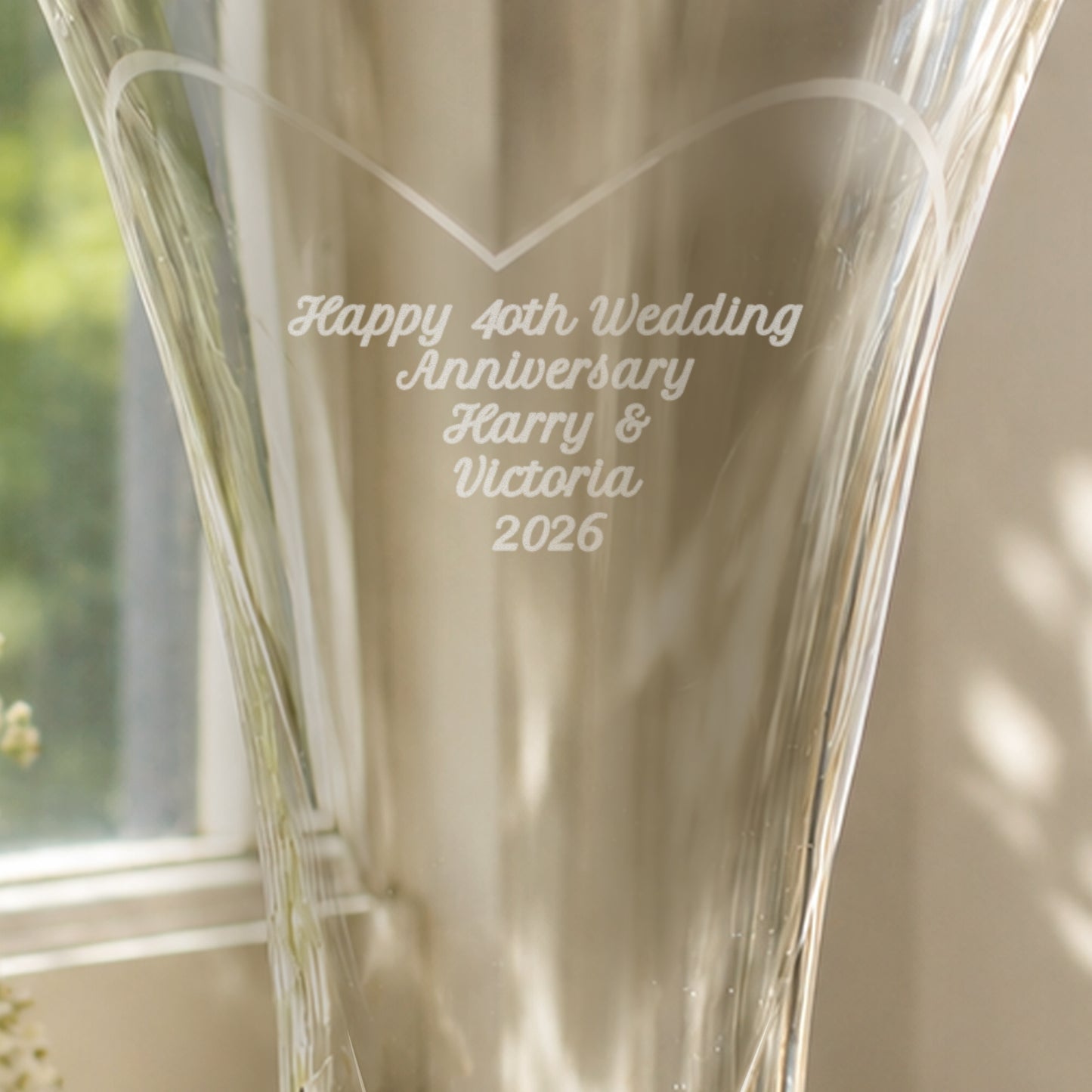 Personalised Large Hand Cut Ruby Diamond Effect Heart Vase