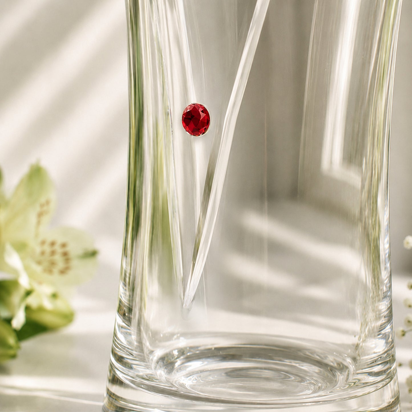 Personalised Large Hand Cut Ruby Diamond Effect Heart Vase