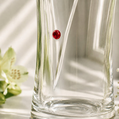 Personalised Large Hand Cut Ruby Diamond Effect Heart Vase