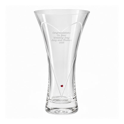 Personalised Large Hand Cut Ruby Diamond Effect Heart Vase