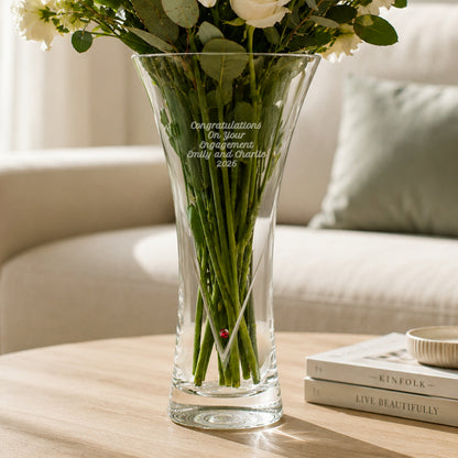 Personalised Large Hand Cut Ruby Diamond Effect Heart Vase