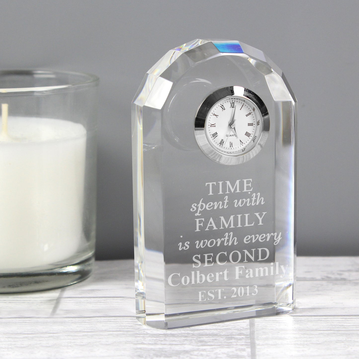 Personalised Time Spent With Family Crystal Clock