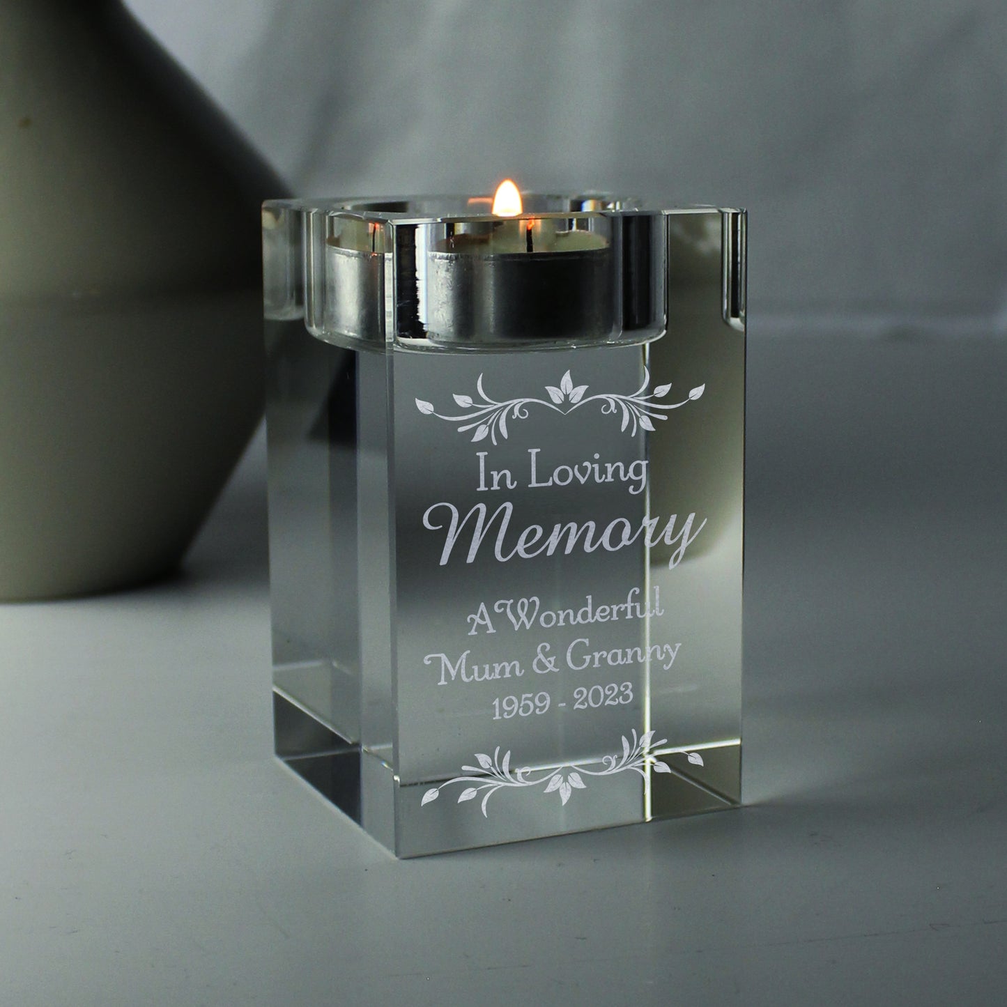 Personalised Sentiments Glass Tea Light Holder