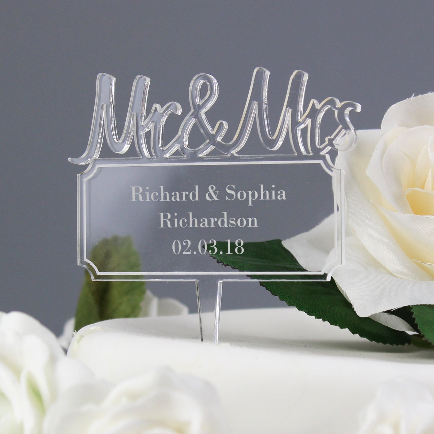 Personalised Mr & Mrs Plaque Acrylic Cake Topper