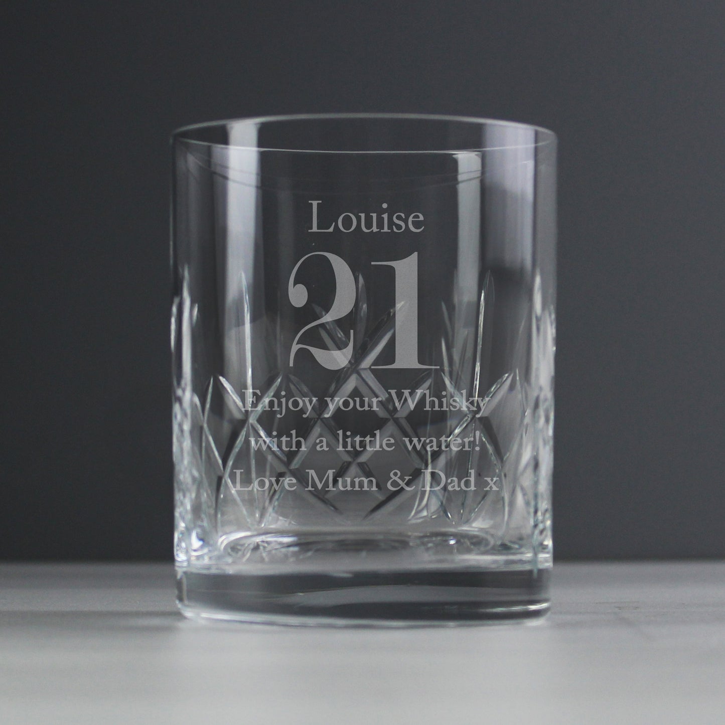 Personalised Big Age Cut Crystal Whisky Tumbler