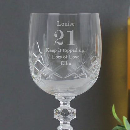 Personalised Big Age Cut Crystal Wine Glass