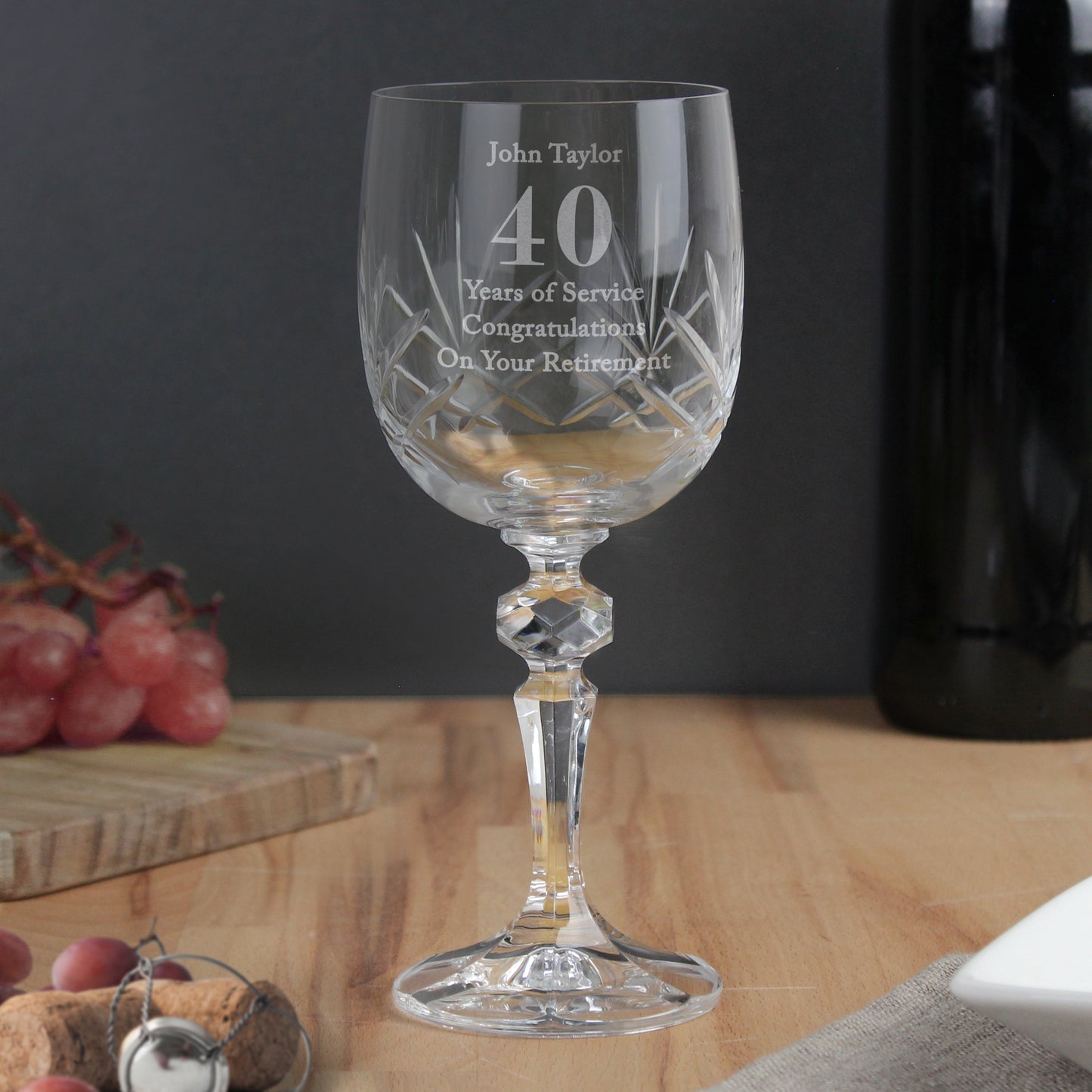 Personalised Big Age Cut Crystal Wine Glass