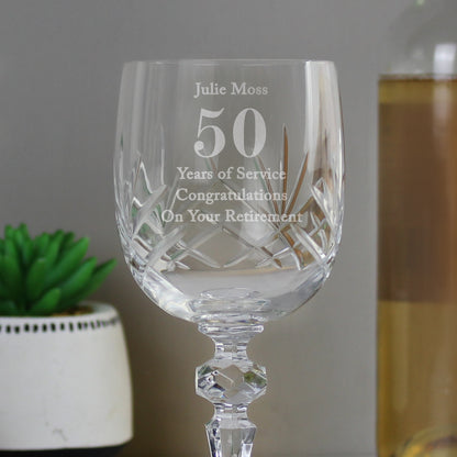 Personalised Big Age Cut Crystal Wine Glass