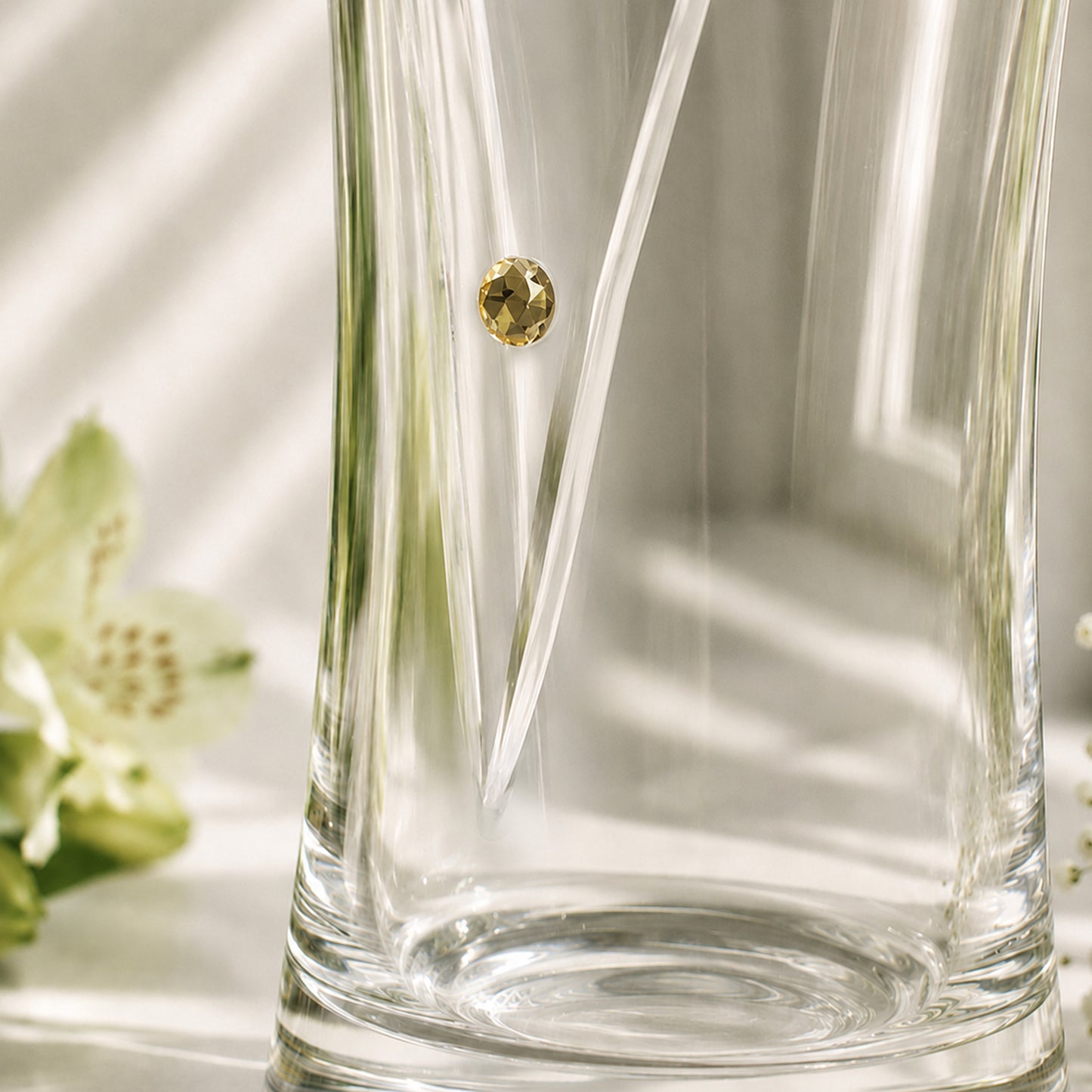 Personalised Gold Anniversary Large Hand Cut Diamond Effect Heart Vase