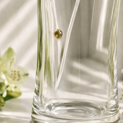 Personalised Gold Anniversary Large Hand Cut Diamond Effect Heart Vase