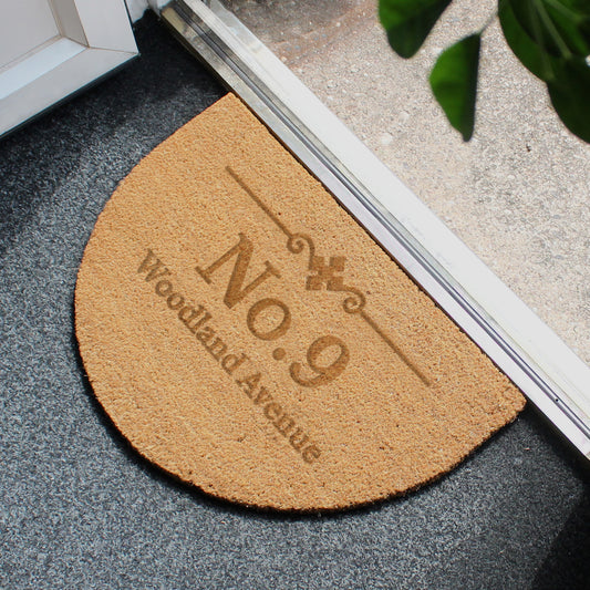 Personalised Ornate Half Moon Indoor Doormat