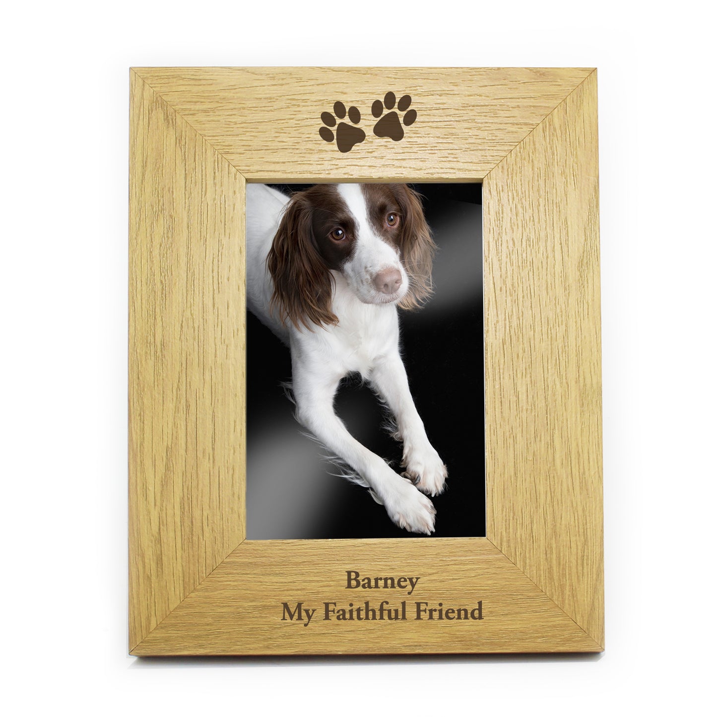 Personalised Oak Finish 6x4 Paw Prints Photo Frame