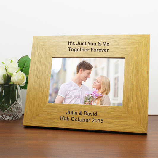 Personalised Long Message 6x4 Landscape Oak Finish Photo Frame