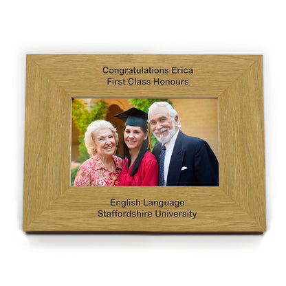 Personalised Long Message 6x4 Landscape Oak Finish Photo Frame