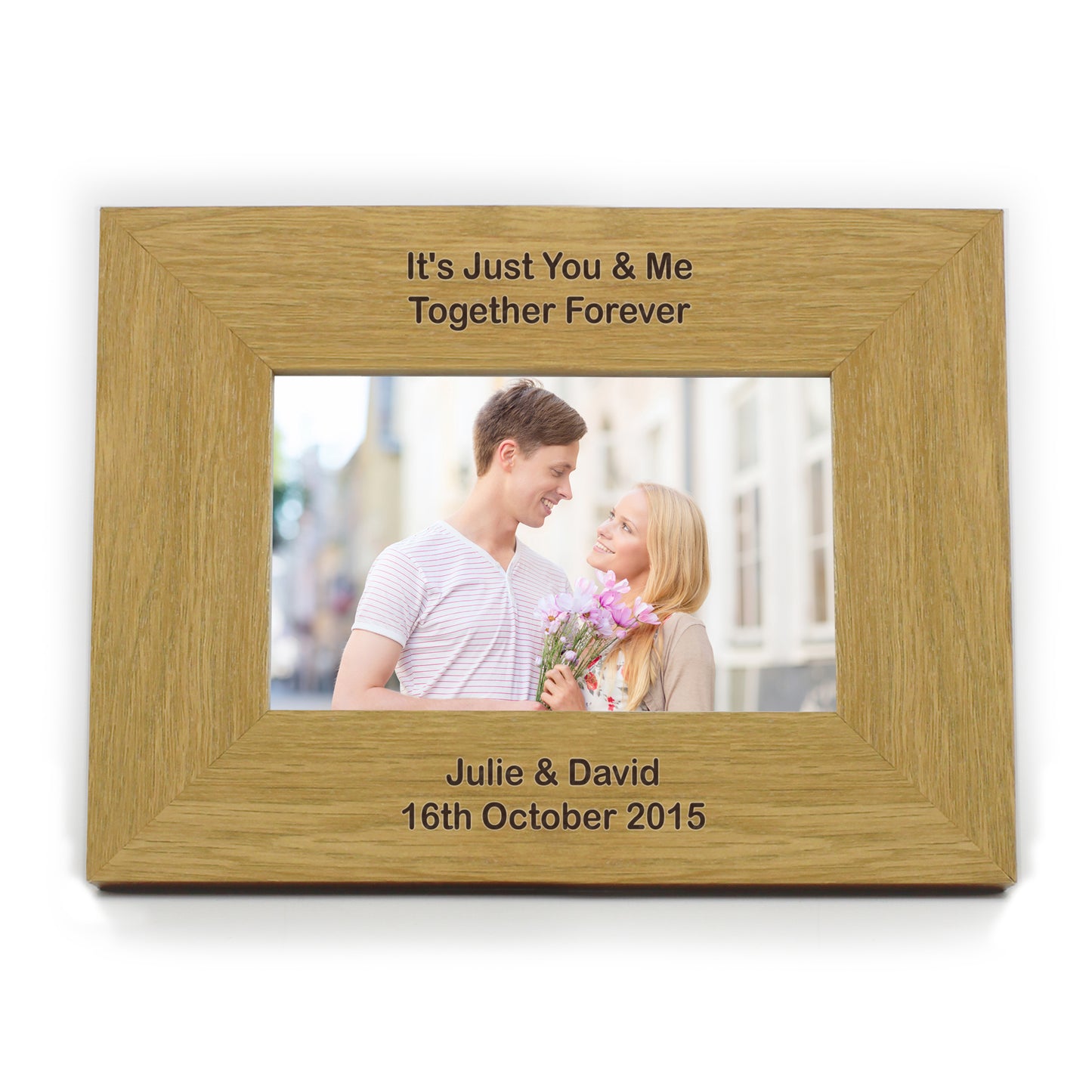 Personalised Long Message 6x4 Landscape Oak Finish Photo Frame