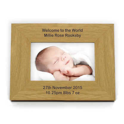 Personalised Long Message 6x4 Landscape Oak Finish Photo Frame