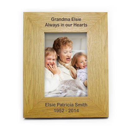 Personalised Long Message 6x4 Oak Finish Photo Frame