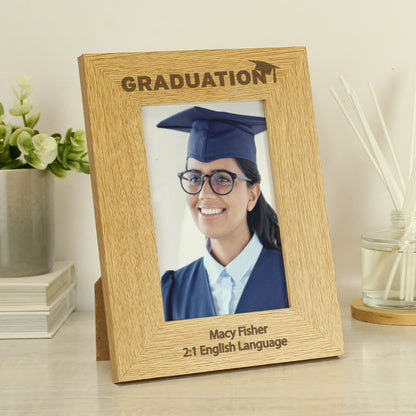 Personalised Graduation 6x4 Oak Finish Photo Frame