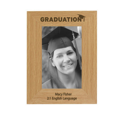 Personalised Graduation 6x4 Oak Finish Photo Frame