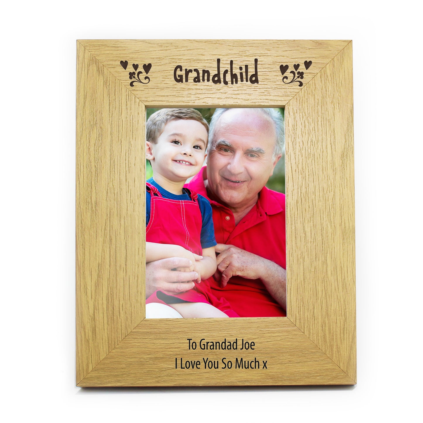 Personalised Oak Finish 6x4 Grandchild Photo Frame