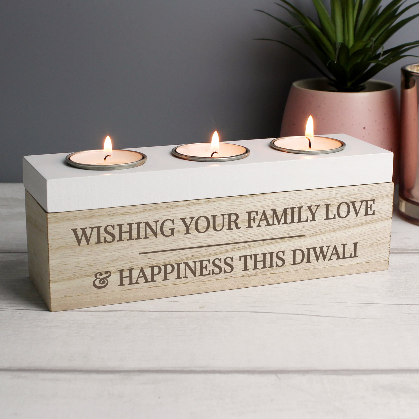 Personalised Classic Triple Tea Light Box