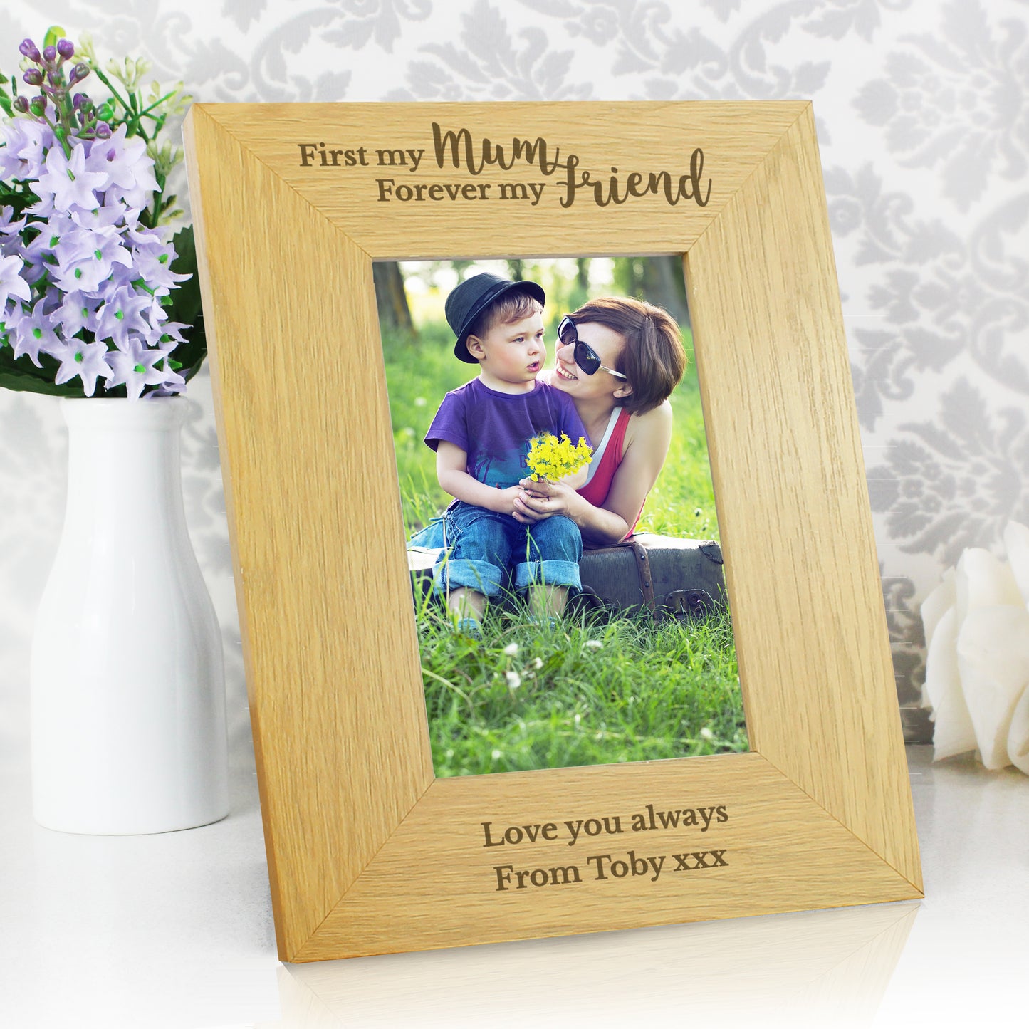 Personalised 'First My Mum Forever My Friend' 6x4 Oak Finish Photo Frame