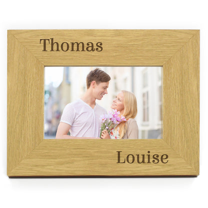 Personalised Couples 5x7 Landscape Oak Finish Photo Frame