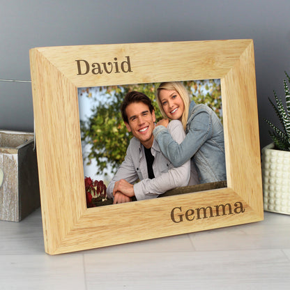 Personalised Couples 6x4 Oak Finish Photo Frame