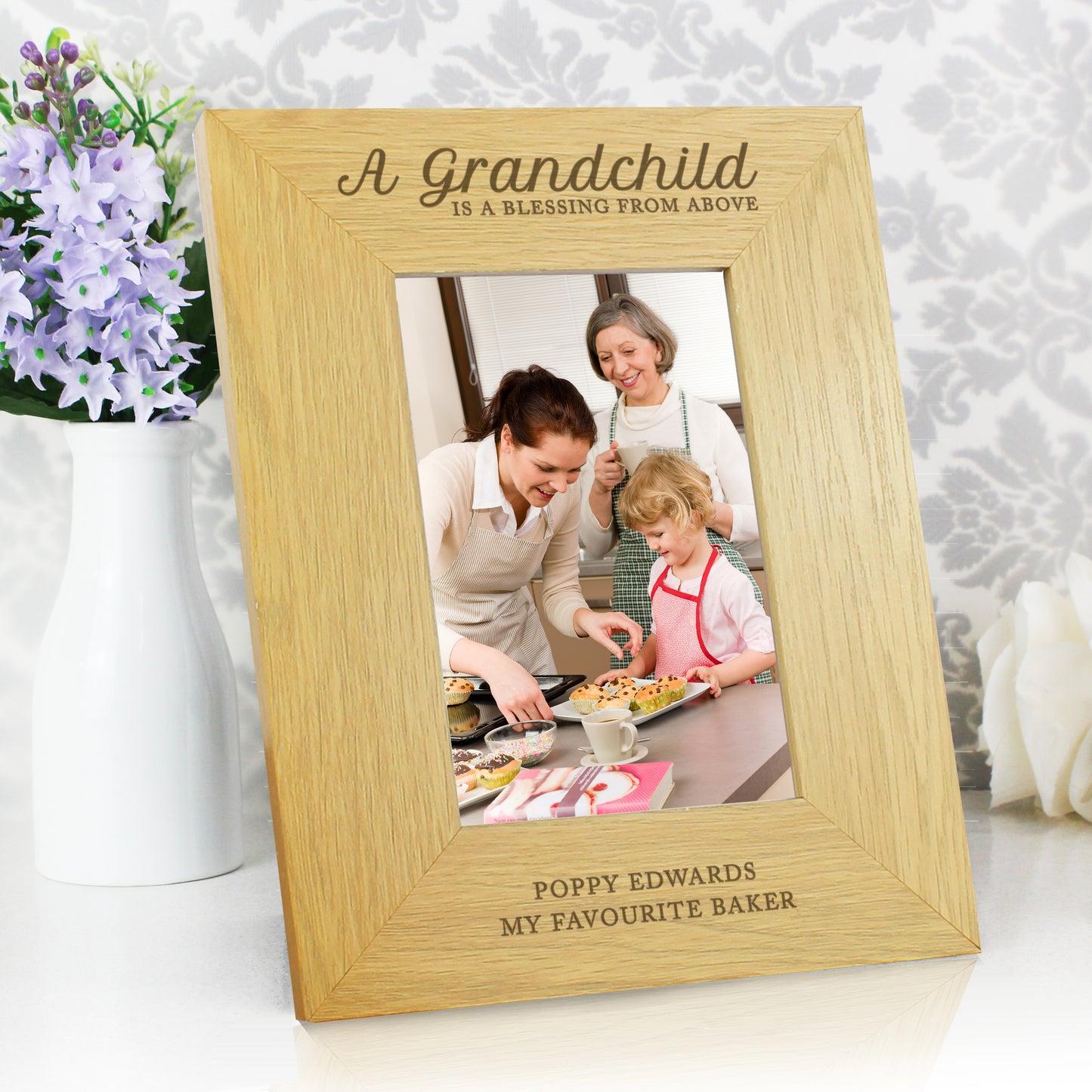 Personalised A Grandchild Is A Blessing 6x4 Oak Finish Photo Frame